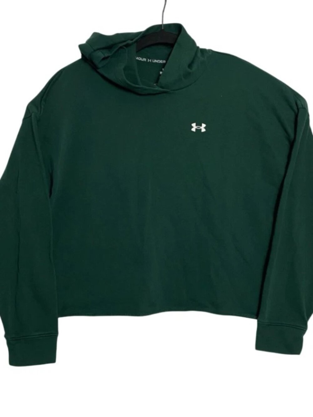 Under Armour Womens Forest Green Hoodie Cropped Sweatshirt Size Medium
